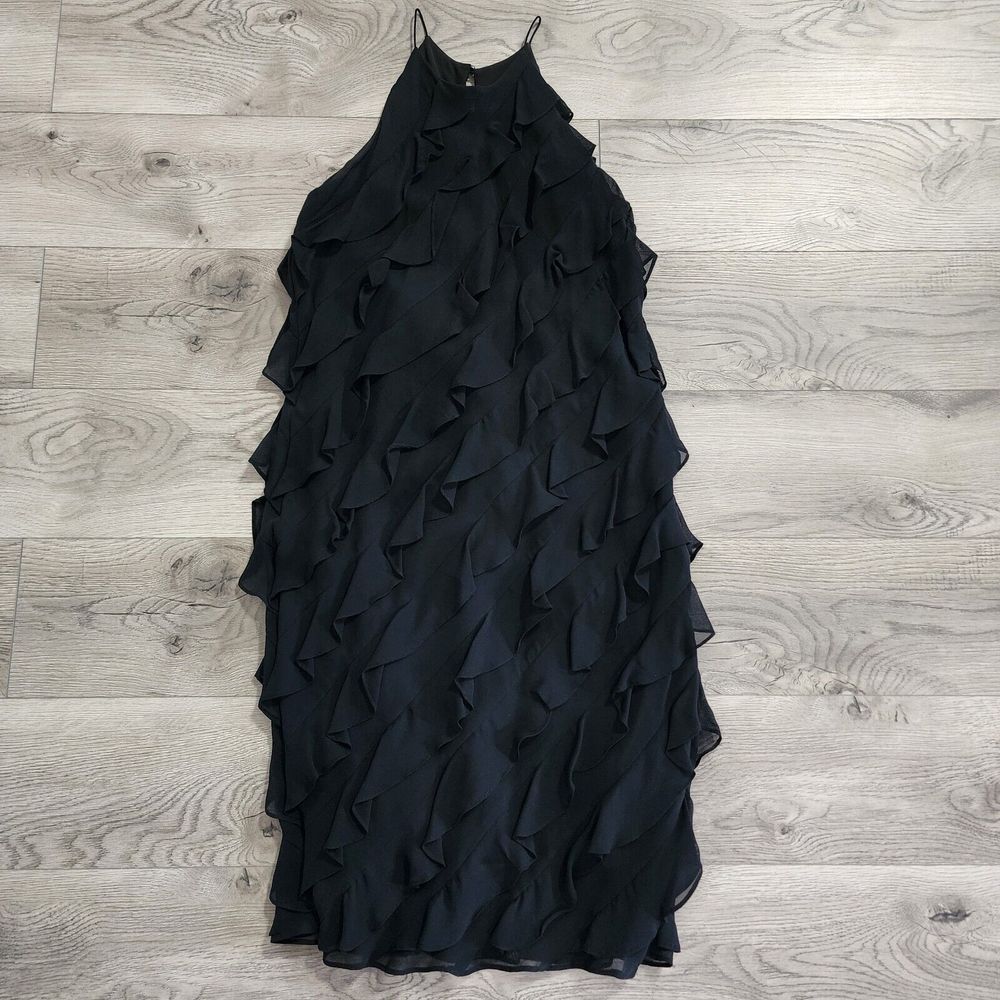 Vintage Ralph Ralph Lauren Dress Women's‎ Medium Black Ruffled Sleeveless